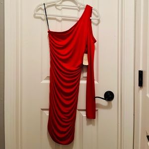 One shoulder ruched bodycon dress (NWT)